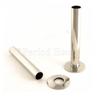 Cast Iron Radiator Pipe Shrouds - Polished Nickel